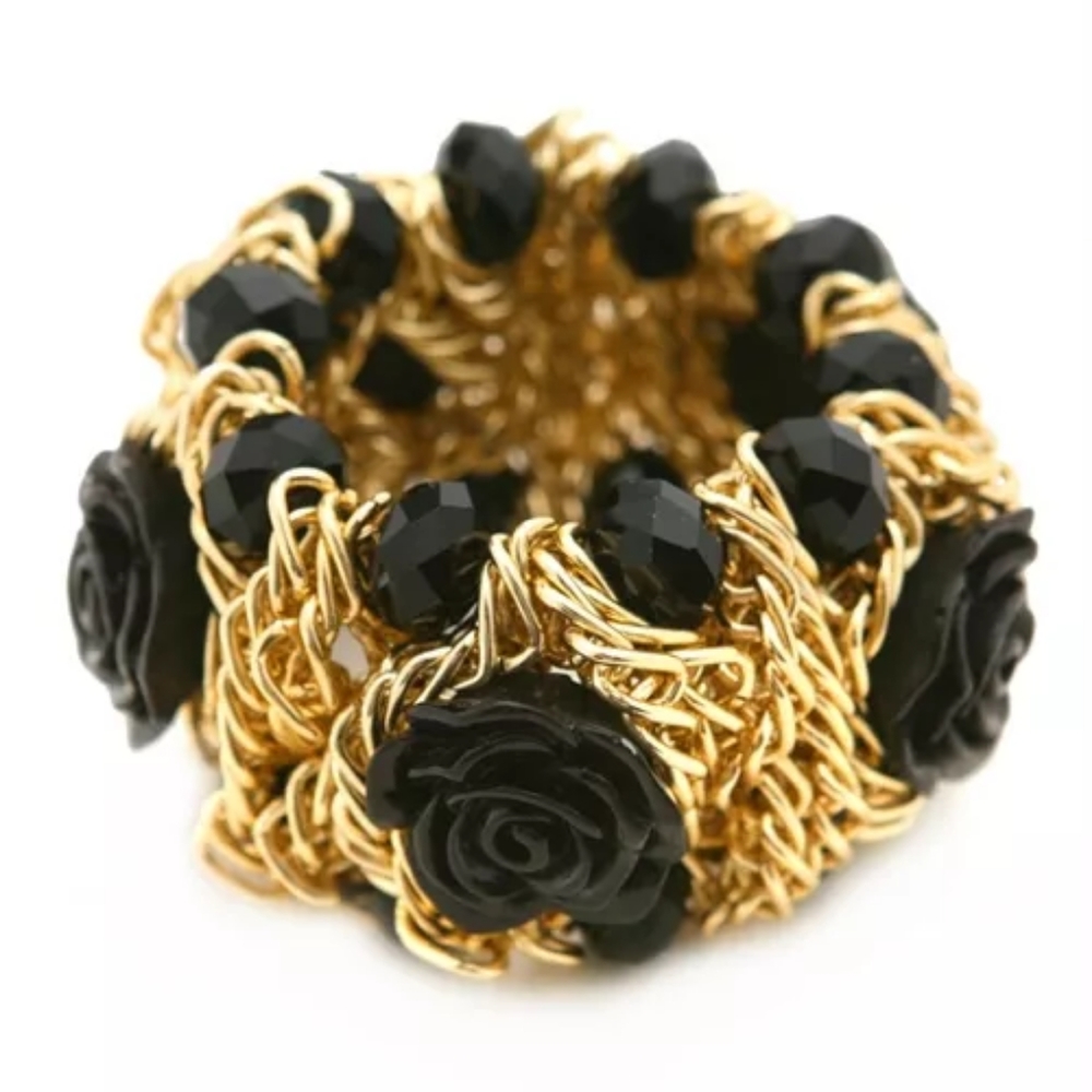 Flower Faceted Bangle Bracelet